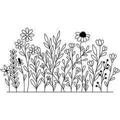 Wall Mural - background with wildflowers