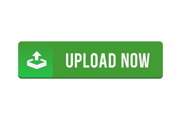 Fototapete - The isolated green web upload now button with icon on transparent background