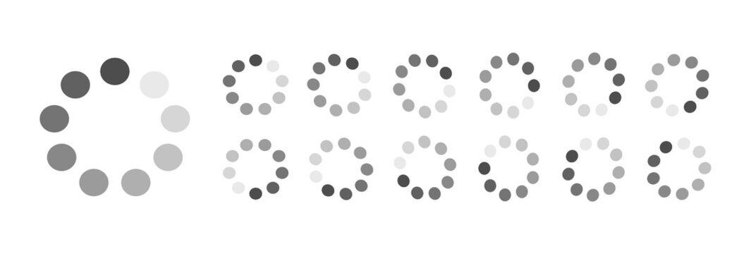 Circular Loading Buffering Icons Vector Video Ready for Animation Gif All Keyframes Frames Bufring Circle Waiting for Connection Buffer Preloader Download Symbol Easy Replace Color