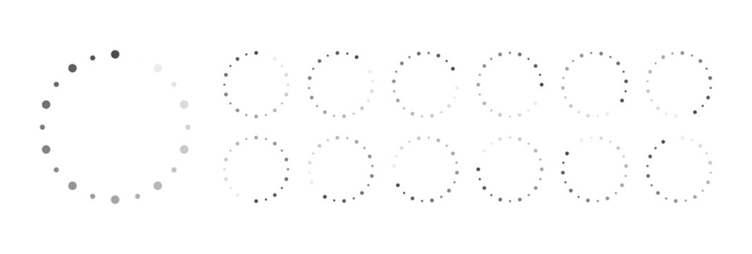 Circular Loading Buffering Icons Vector Video Ready for Animation Gif All Keyframes Frames Bufring Circle Waiting for Connection Buffer Preloader Download Symbol Easy Replace Color