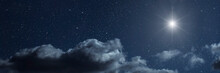 Backgrounds Night Sky With Stars Moon And Clouds For Christmas