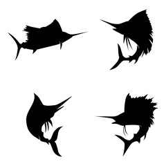 Wall Mural - Vector silhouette of Sailfish and Marlin Fish, great to use as fishing activity