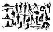 © Мария Неноглядова - Girls gymnast silhouettes. School of children's gymnastics . Vector illustration