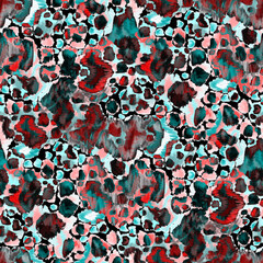 Poster - Creative seamless pattern with beautiful bright abstract elements. Colorful texture for any kind of a design. Graphic abstract background. Contemporary art. Trendy modern style. Oil paint effect.	