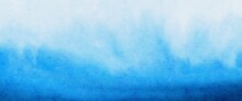 Blue Ocean Wave Watercolor Paint Abstract Banner Background Design.