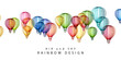 Rainbow air balloons composition. Colorful abstract vector background. Horizontal border for travel, adventure, holiday or festival conceptual design.