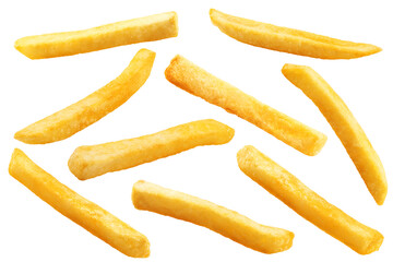 french fries, potato fry isolated on white background, clipping path, full depth of field