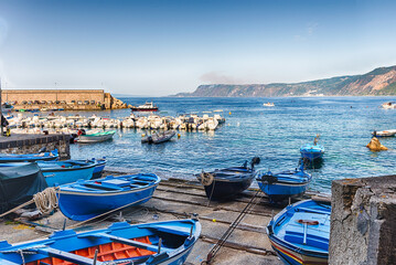 Canvas Print - Beautiful seascape in the village of Scilla, Calabria, Italy