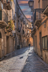 Wall Mural - Small streets in Trapani on the west coast of Sicily in Italy