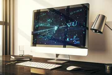 Aufkleber - Creative scientific formula concept on modern laptop screen. 3D Rendering