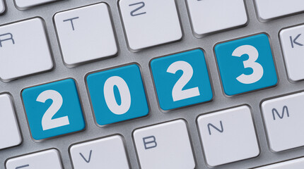 Wall Mural - a computer keyboard with the word 2023