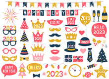 New Year 2023 Party Design Elements And Decoration Set