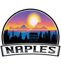 Naples Italy Skyline Sunset Travel Souvenir Sticker Logo Badge Stamp Emblem Coat Of Arms Vector Illustration EPS