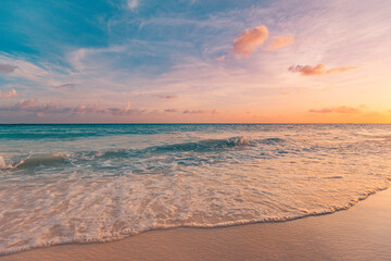 closeup sea sand beach. beautiful beach landscape. inspire tropical beach seascape horizon. dreamy s