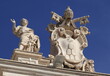 St Peter's Basilica Colonnade Statue with Sculpted Papal Coat of Arms in Rome, Italy