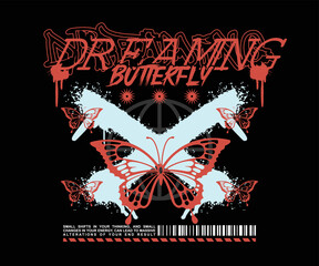 butterfly t shirt design, vector graphic, typographic poster or tshirts street wear and urban style