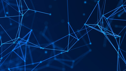 Poster - Abstract digital connection dots. Technology background. Network connection structure. Plexus effect. 3d rendering