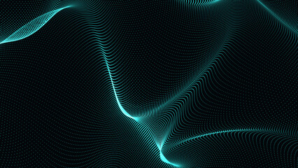 Poster - Abstract mir sky bluue color wave isolated on the black background. 3D rendering