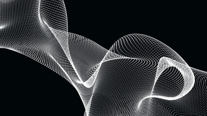Poster - Abstract mir black and white color wave isolated on the black background. 3D rendering