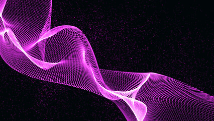 Poster - Abstract mir pink color wave isolated on the black background. 3D rendering. 4k wallpaper