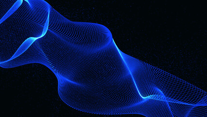Poster - Mir blue wave isolated on the black background.