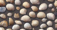 Illustration Abstract Shells Pattern On Grey Background