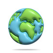 © ImagineDesign - Planet Earth, globe with world map. Ecology concept. 3d rendering illustration icon. Cartoon minimal style.