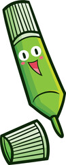 Wall Mural - Cute green marker pen cartoon character