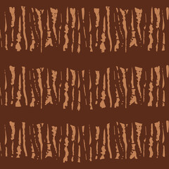 Wall Mural - Rough brown striped seamless abstract pattern.