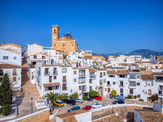 Wall Mural - Aerial view of Altea with its church and the famous dome of the Mediterranean.