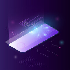 Wall Mural - Isometric smartphone analysis information connect with server