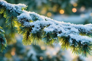 Wall Mural - Snow covered evergreen branch