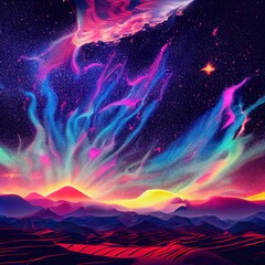 Wall Mural - Aurora Borealis landscape . Generative AI