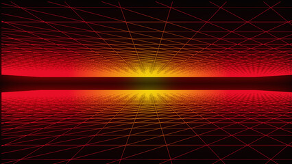 Poster - abstract red background with rays
