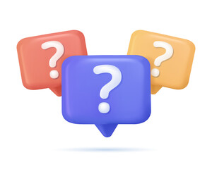 Poster - Question and answer Message box with question mark icon. 3D bubble box ask faq, chat, think or request. Q and A support, online helpdesk