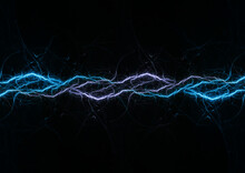 Cool Blue Abstract Lightning, Plasma And Power Element Background