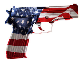 Wall Mural - Handgun and American flag composite