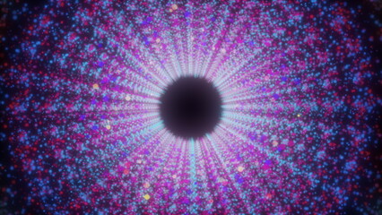 Poster - Particles tunnel. Computer generated 3d render