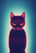 Dark Evil Looking Cat As 3d Cartoon Character Villain