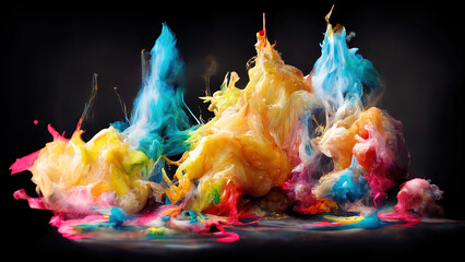 Wall Mural - Colorful paint splashes with black background