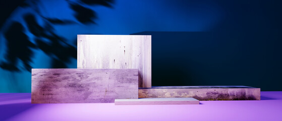 Poster - rectangle stage podium with shadow of tree - 3d render