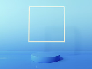 Poster - Podium with a square frame in a room - 3D render