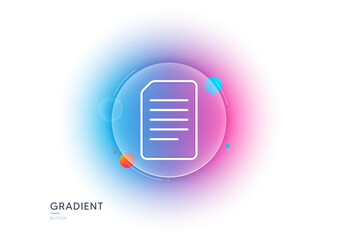 Poster - document management line icon. gradient blur button with glassmorphism. information file sign. paper
