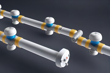 Gas valve pipeline Europe Nord Stream and flag EU 3D render