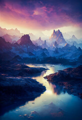 Poster - Mountain river landscape