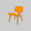 © Jeffery Edwards - Mid-century modern Eames style molded plywood chair in bold graphic style, orange and gray.