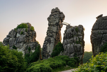 Naklejka na meble The iconic Externsteine rock formation against the early morning sky, Teutoburg Forest, Germany
