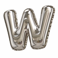 Silver foil balloon font letter W 3D