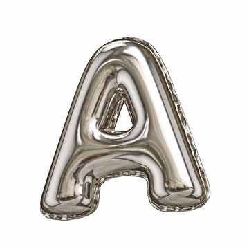 Silver foil balloon font letter A 3D