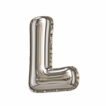 Silver foil balloon font letter L 3D
